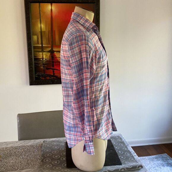 Vineyard Vines Extra Small Classic Fit Ticket Shirt Pink And Blue Plaid - Picture 3 of 5